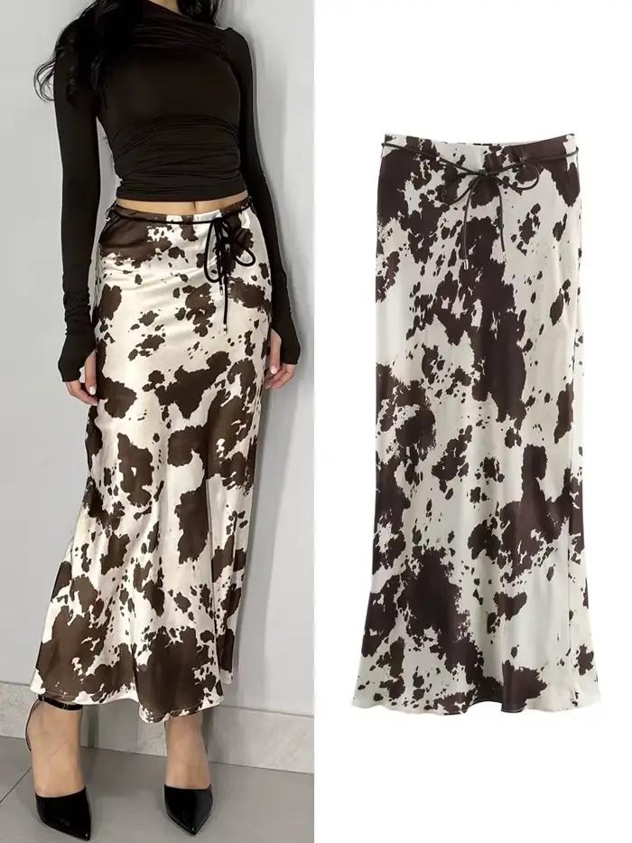 Jupe en Satin imprimé Animal pour femmes