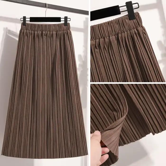 Jupe plissée midi grande taille pour femme