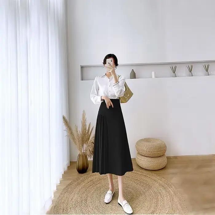 Taille haute femme jupes une ligne Midi jupe