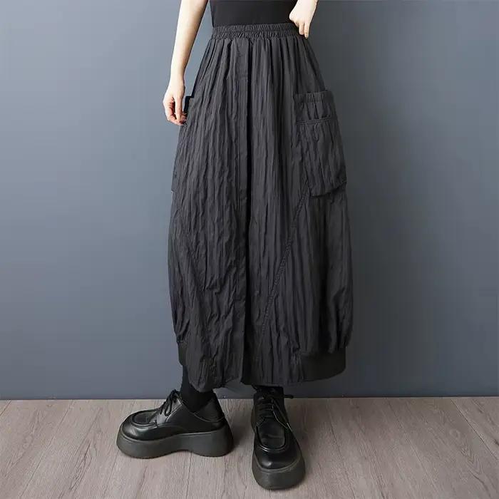 Jupe VAST FLOWER vintage surdimensionnée noire ample décontractée pour femmes printemps été automne occassions quotidiennes et spéciales