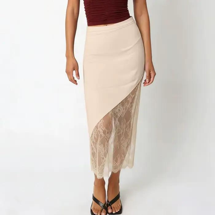 Jupe longue en satin de soie Maemukilabe pour femme