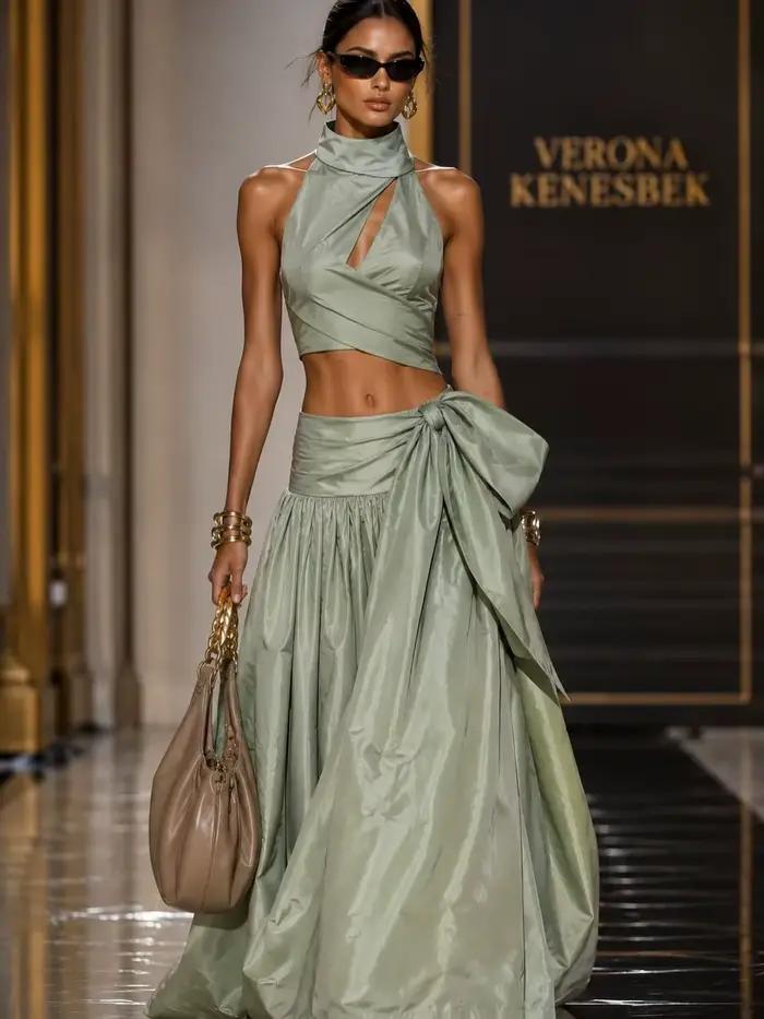 Jupe longue en satin de luxe pour femme