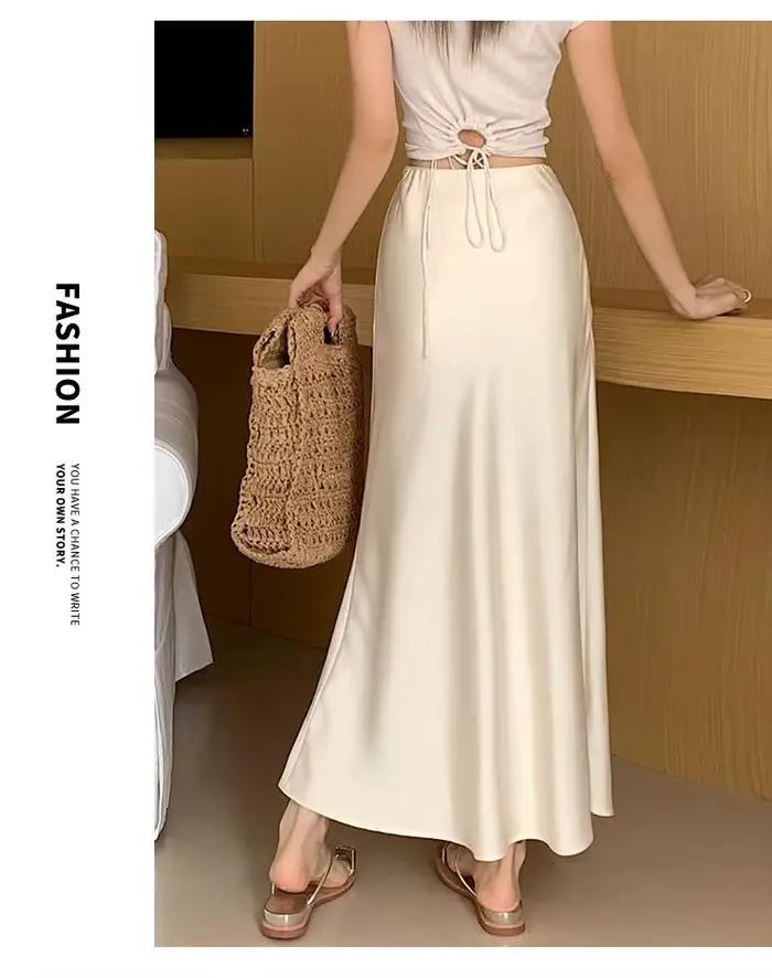 Jupe sirène en satin acétique pour femme
