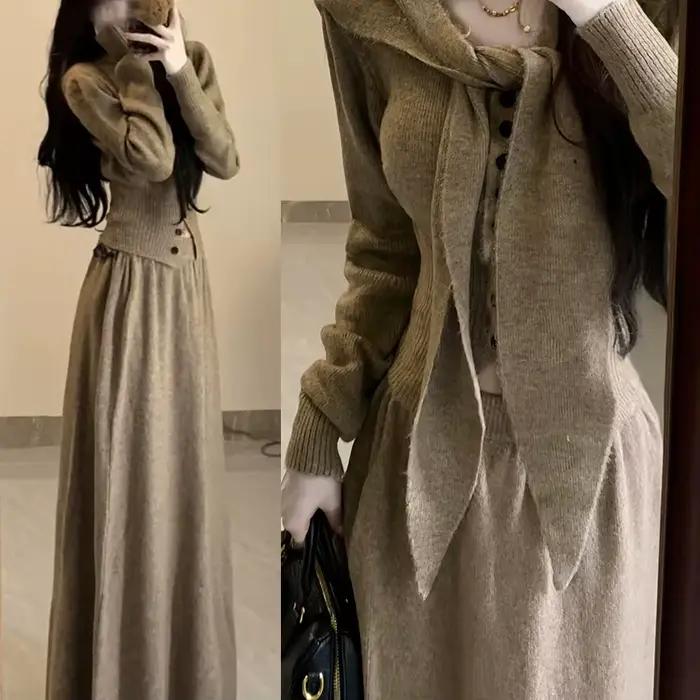 Ensemble pull tricoté pour femmes