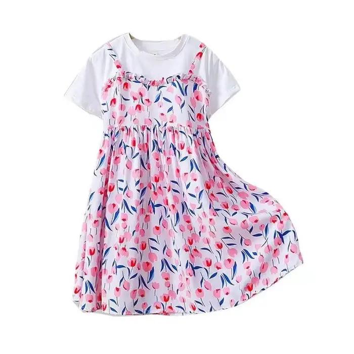 Robe d'été pour filles de 10 à 14 ans, robe à manches courtes pour enfants, robes à volants pour enfants, robes de plage pour filles