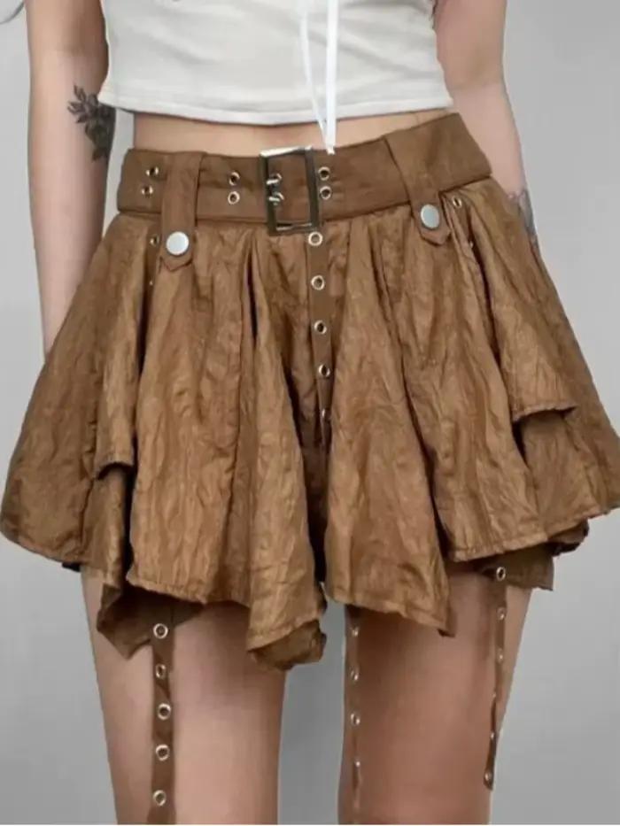 Mini jupe multicouche froissée pour femmes