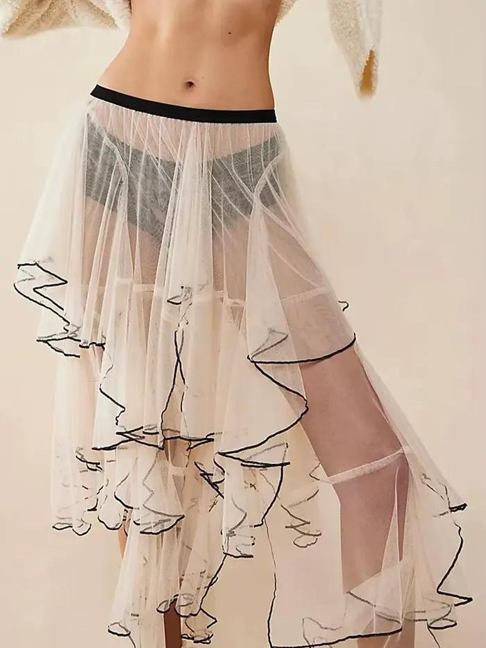 Jupe en tulle transparent pour femme