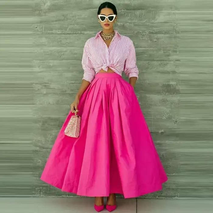 Jupe longue maxi fuchsia pour femme