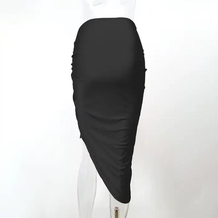 Jupe Asymétrique Vintage Polyester Élasthanne Taille Haute Plissée Mode Jupe Crayon Été Solide Enveloppement HanchesSexy Mince Jupes Irregulieres Pour Parties Soirées Fêtes Occasions Spéciales ```