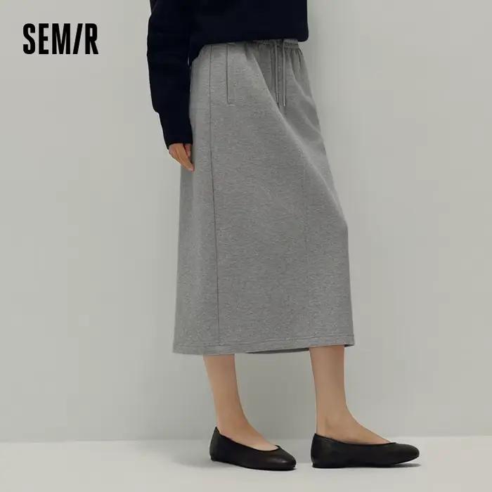 Jupe longue droite en maille pour femme Semir