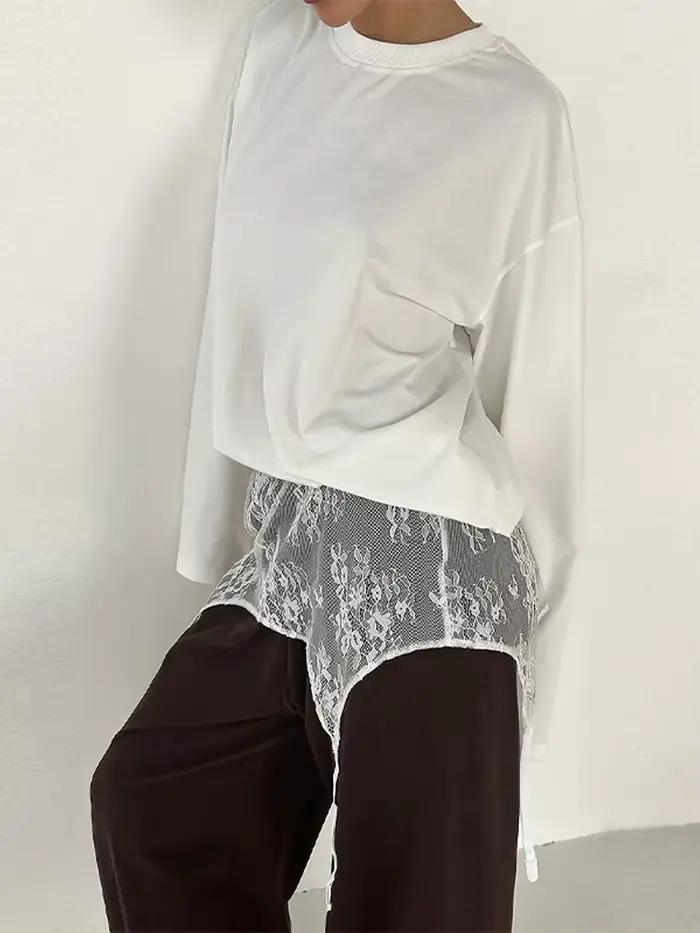 Jupe Courte Femme en Dentelle Noire Taille Haute Transparente Ample Style Streetwear Printemps-Été 2026