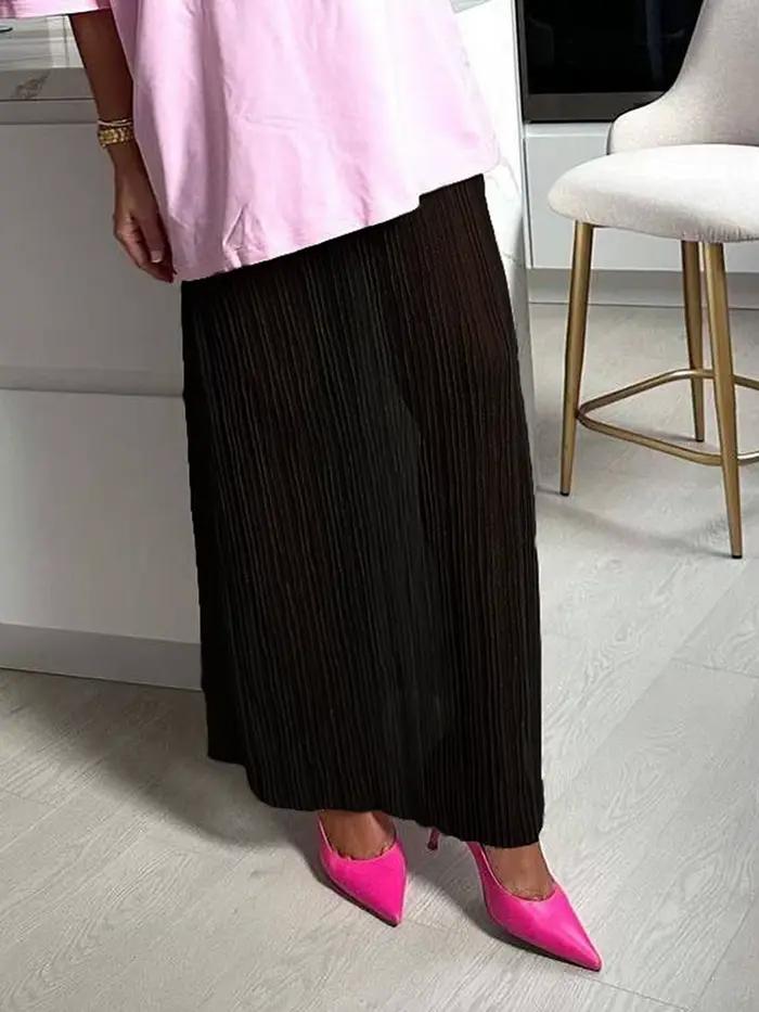 Puloru-Jupe longue en maille transparente pour femme