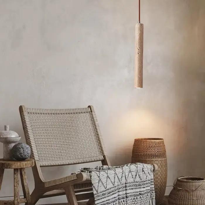 Lampe de plafond en bois à Tube Long, pendentif Led, Style japonais, vent silencieux, lustre de chevet pour chambre à coucher, rétro moderne G9 remplaçable