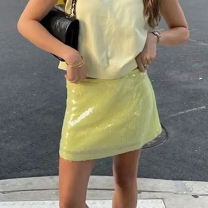 Mini jupe à paillettes pour femmes
