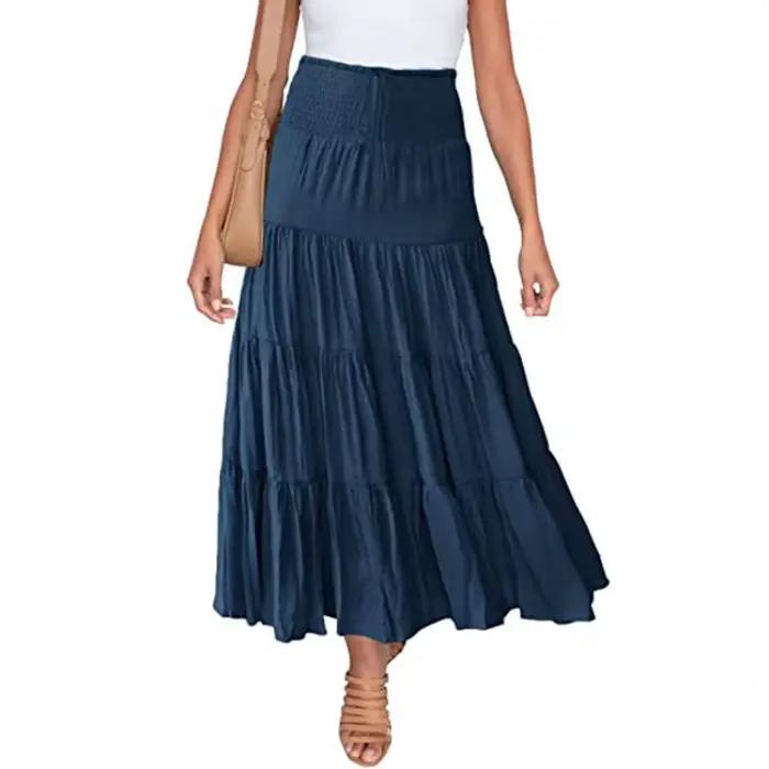 Été taille haute jupes Maxi femmes vêtements mode Ropa Mujer Faldas décontracté bohème jupe longue Saias Harajuku Streetwear
