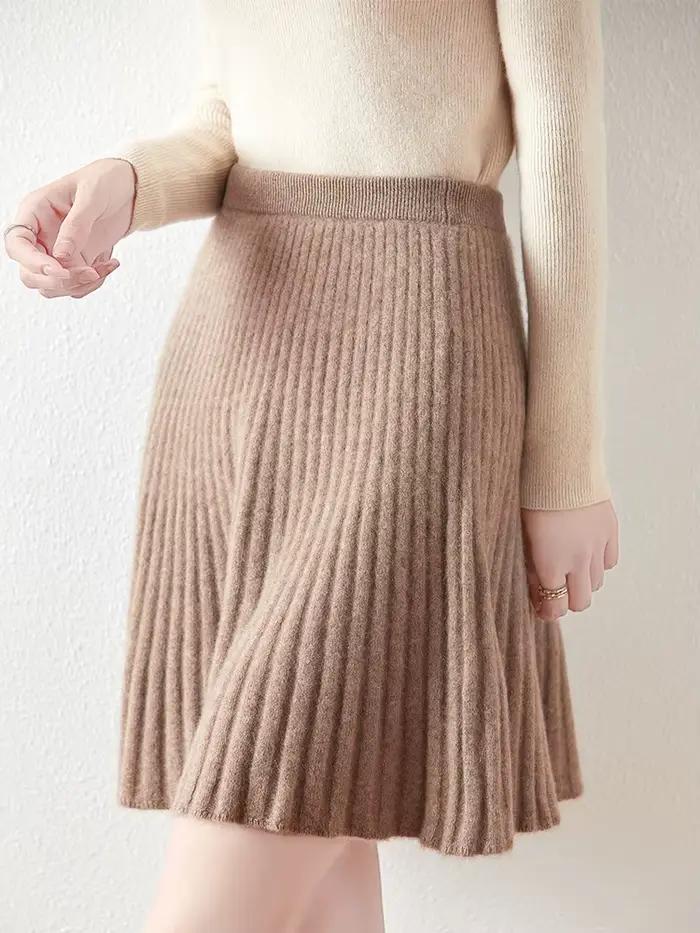 Jupe courte ondulée 100% laine mérinos pour femmes style preppy automne hiver à offrir occassions spéciales