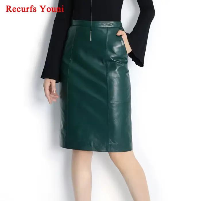 Jupe Longue Midi en Cuir group pour Femme