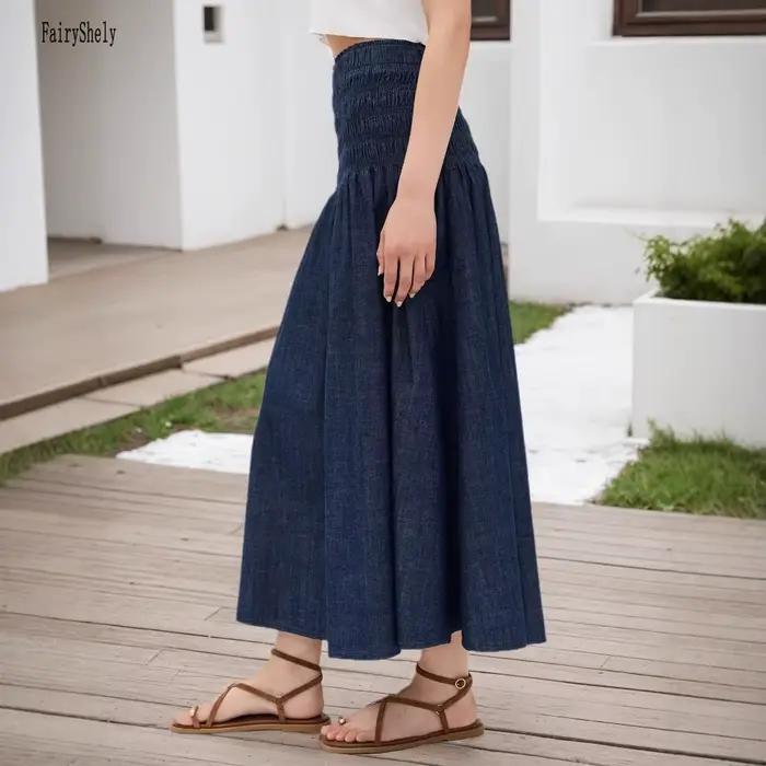Jupe longue décontractée imprimée avec volants en nylon et polyester pour femmes - Style casual - Occasions printemps/été
