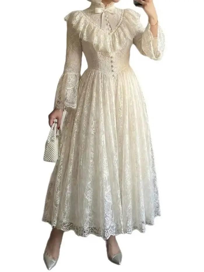 Robe longue en dentelle DEAT pour femme 2026
