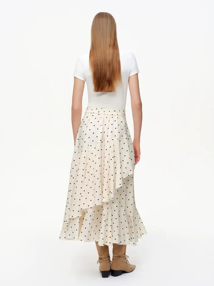 Jupe Valse à Pois DUSHU Printemps 2026 Pour Femme Occasions Spéciales Sortie Nocturne Soirée Chic Mi-Mollet Décontracté Polyester