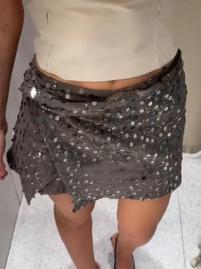 Mini jupe à paillettes pour femmes