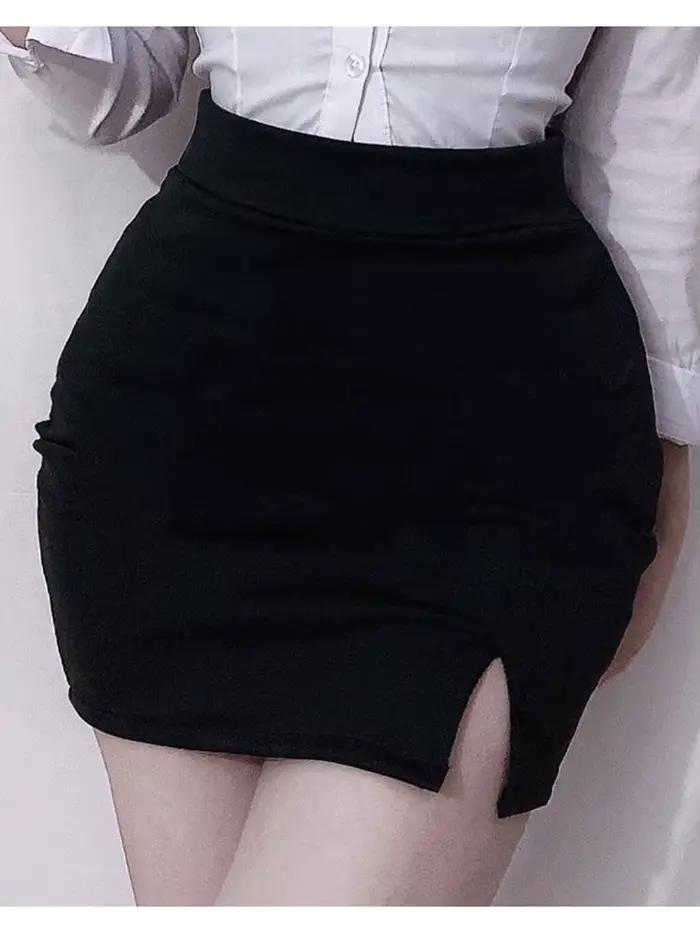 Jupe taille haute pour femme avec fente