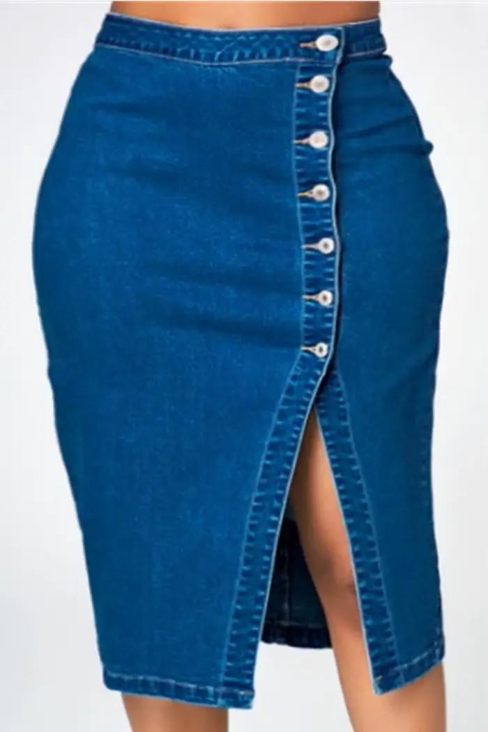 Jupe midi en jean grande taille pour femme