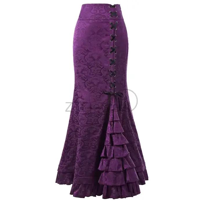 Jupe longue vintage en jacquard sirène