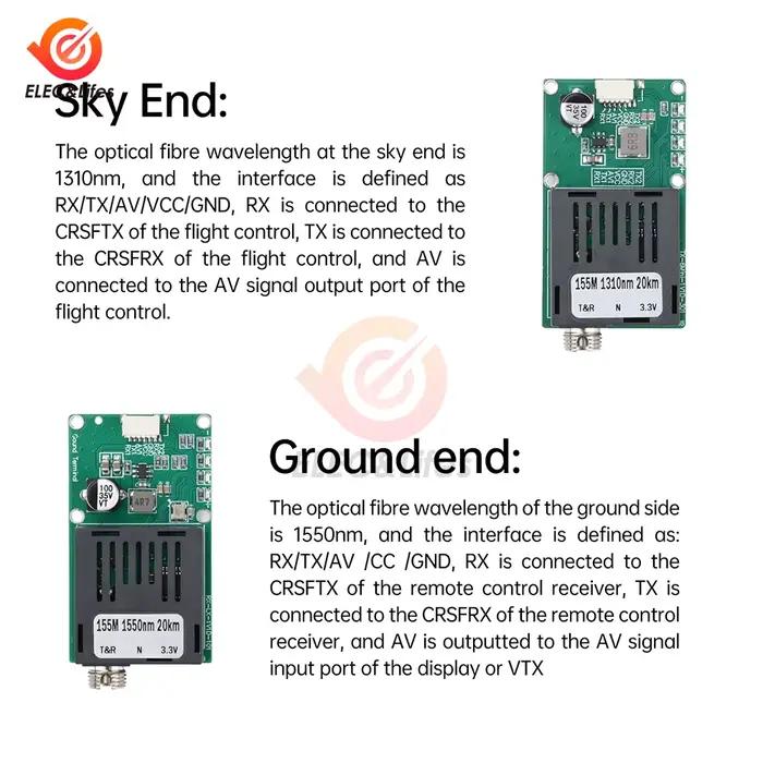 Module émetteur-récepteur optique TTL, 20KM 40KM 60KM, Communication à Fiber optique DC 5.5-26V pour Drones, Transmission de Signal longue Distance