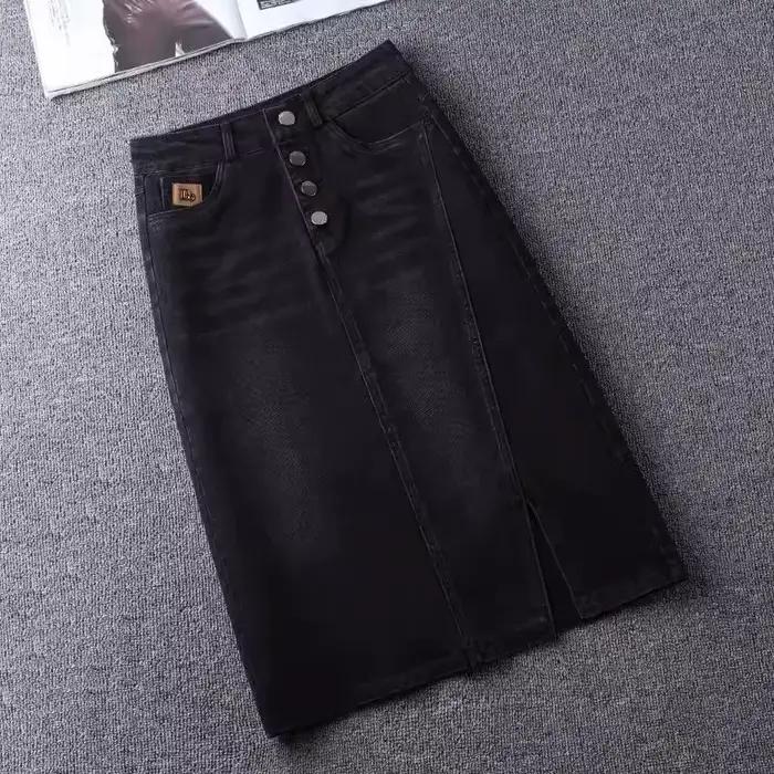 Jupe en jean taille haute fendue pour femme