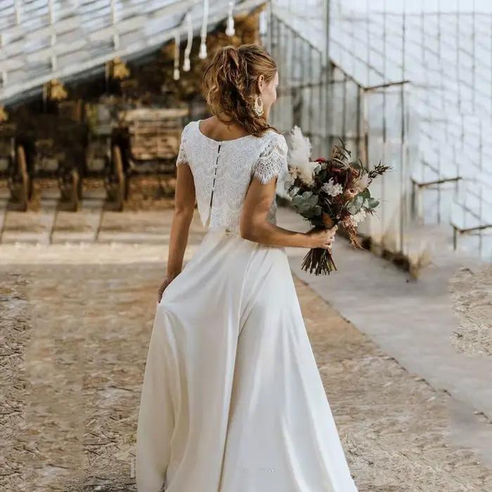 Magnifique robe de mariée deux pièces bohème