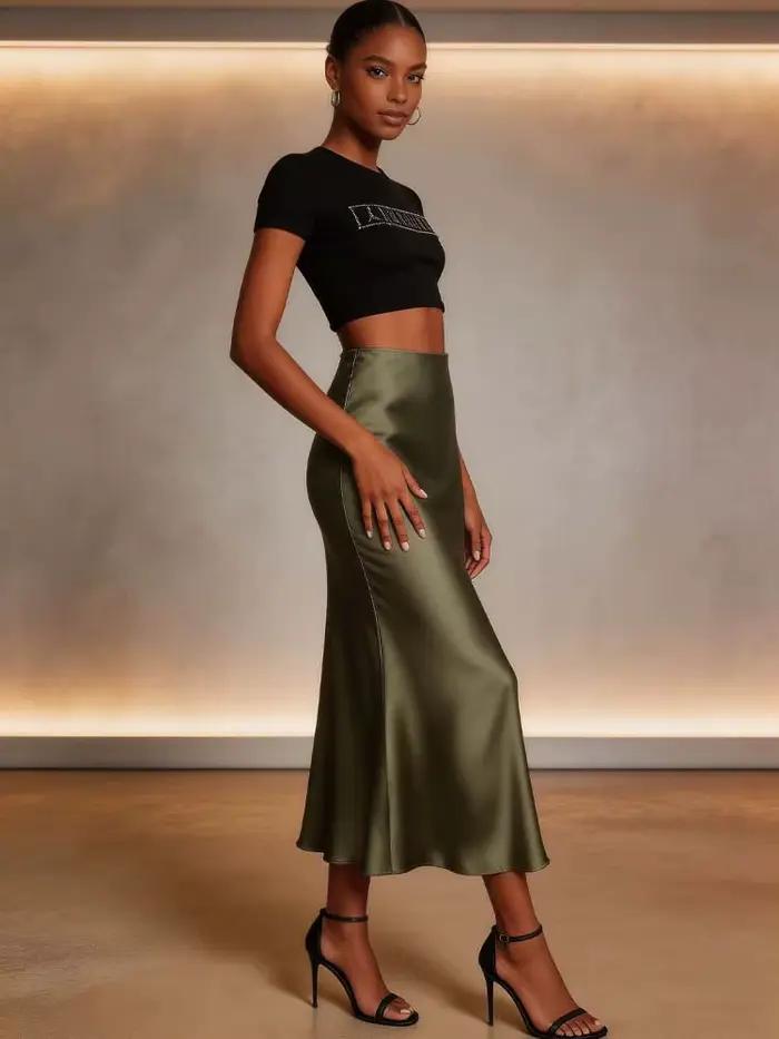 Jupe sirène unie, nouvelle collection 2026, élégante pour femme