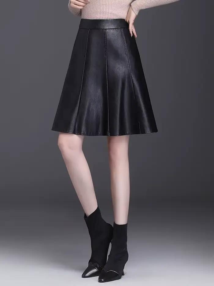 ZUZK femmes Pu cuir jupe courte printemps automne dame taille haute tout-Match