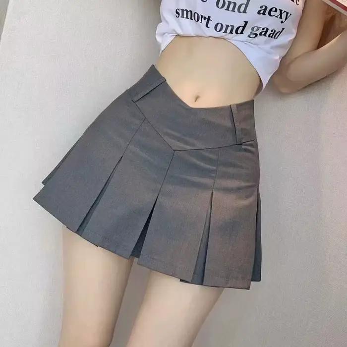 Jupes pour femmes Mini jupe haute plissée femme gris qualité Harajuku Y2k Vintage vêtements ventes Style coréen esthétique modeste