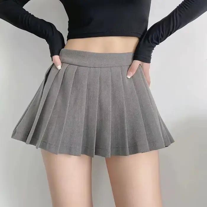 Spice girl jupe plissée femme couleur pure petite