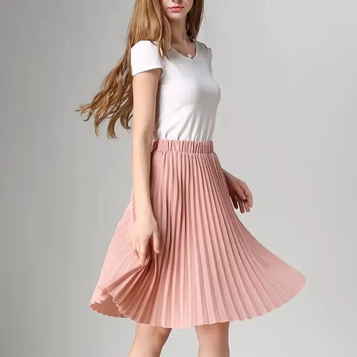 Jupe Plissée en Mousseline de Soie pour Femme