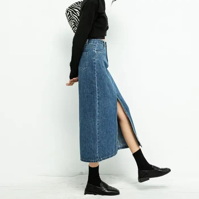 Jupe en jean fendue pour femme