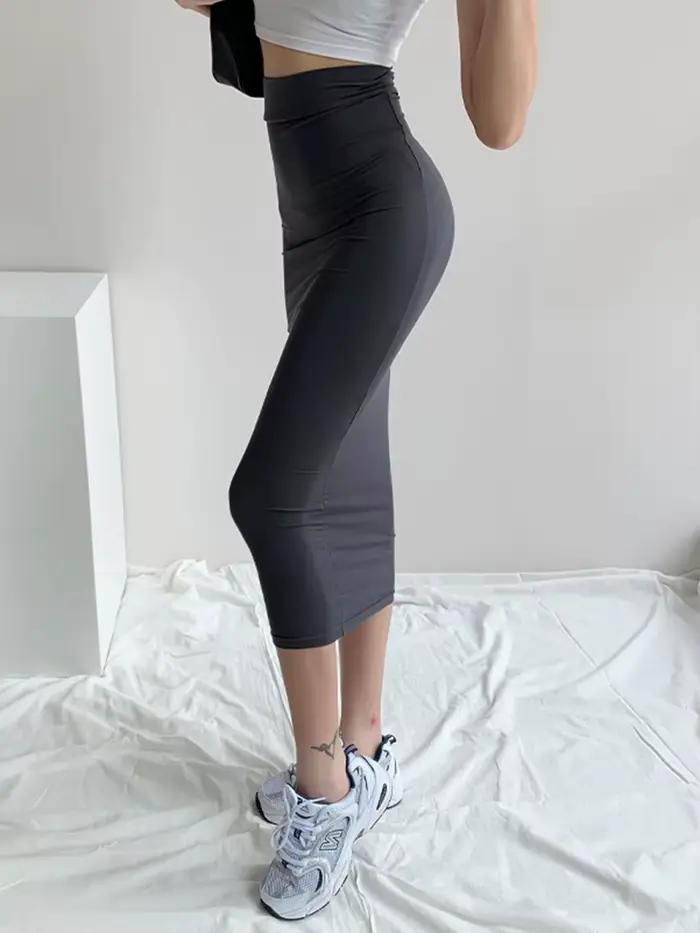 QOERLIN – jupe en cuir PU pour femme