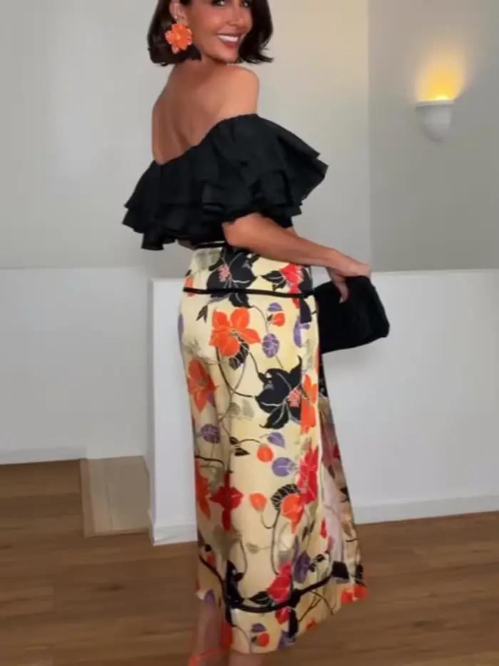 Jupe asymétrique à volants polyester décontractée pour femmes mode été 2026 occasions spéciales sorties travaux festive