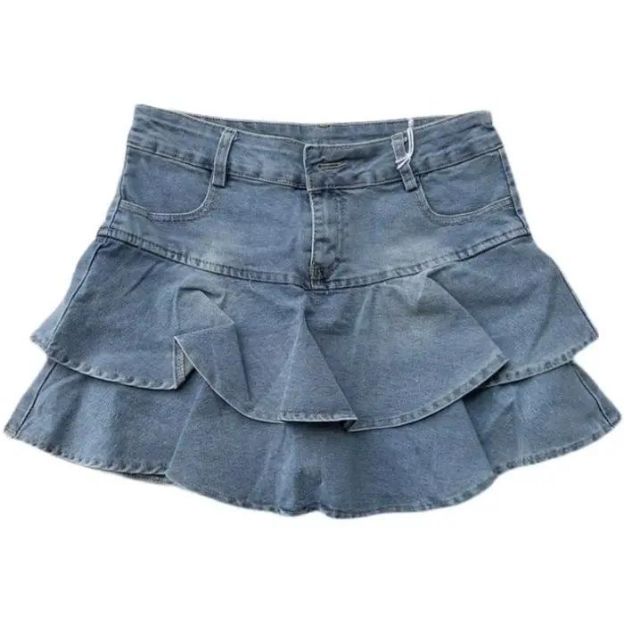 Jupes en jean à volants pour femmes