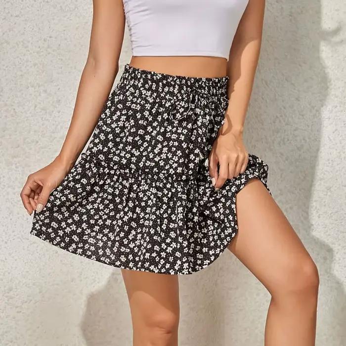 Jupe bohème pour femme à imprimé floral d'été