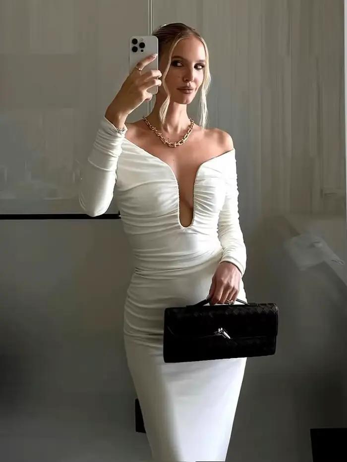 Robe mi-longue blanche Chic