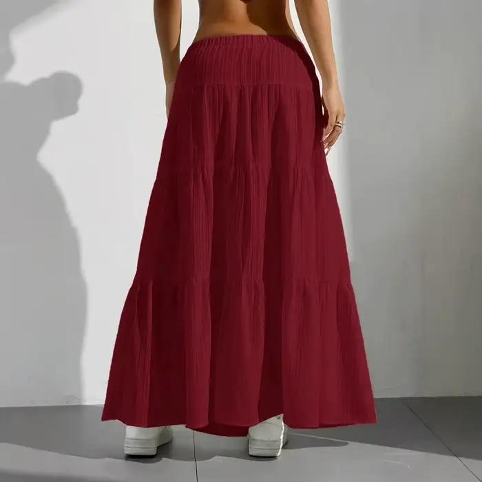 Boho blanc été jupe longue femmes ample fluide Maxi