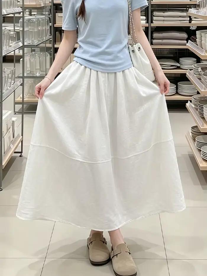 Jupes longues en coton et lin de style japonais pour femmes