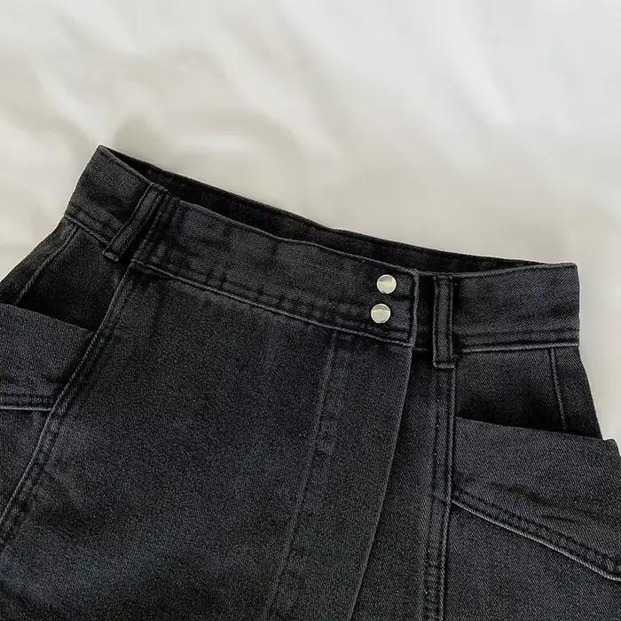 Jupe en jean rétro taille haute pour femme
