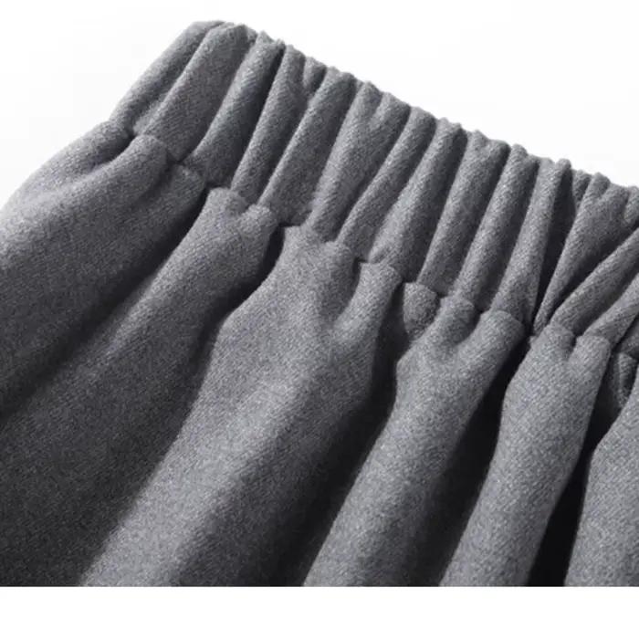 Mori Girl Style Vintage gris dentelle nœud Tweed Maxi jupe automne hiver mode Simple taille haute a-ligne volants