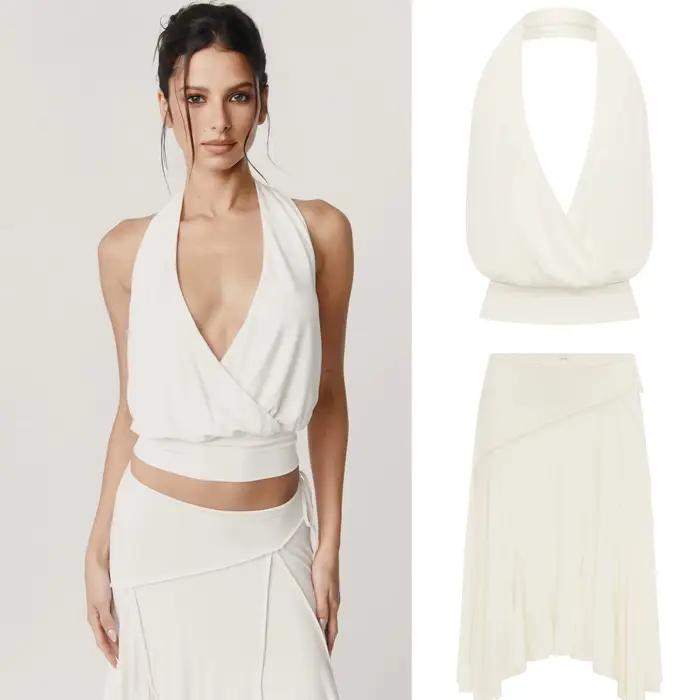 Jupe midi à taille basse avec lien ajustable