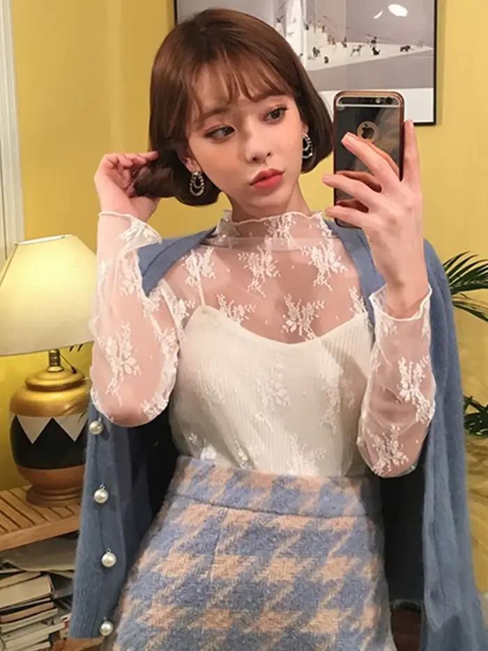 Chemise transparente sexy à base de dentelle