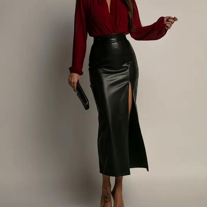 Jupes en cuir PU pour femmes
