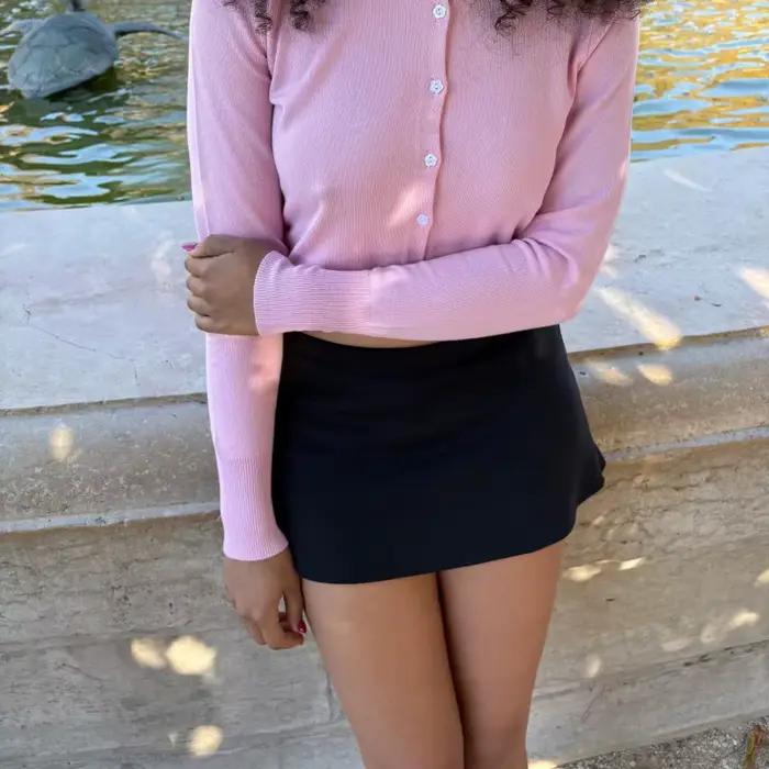 Jupe mini moulante unie avec short intégré pour femme